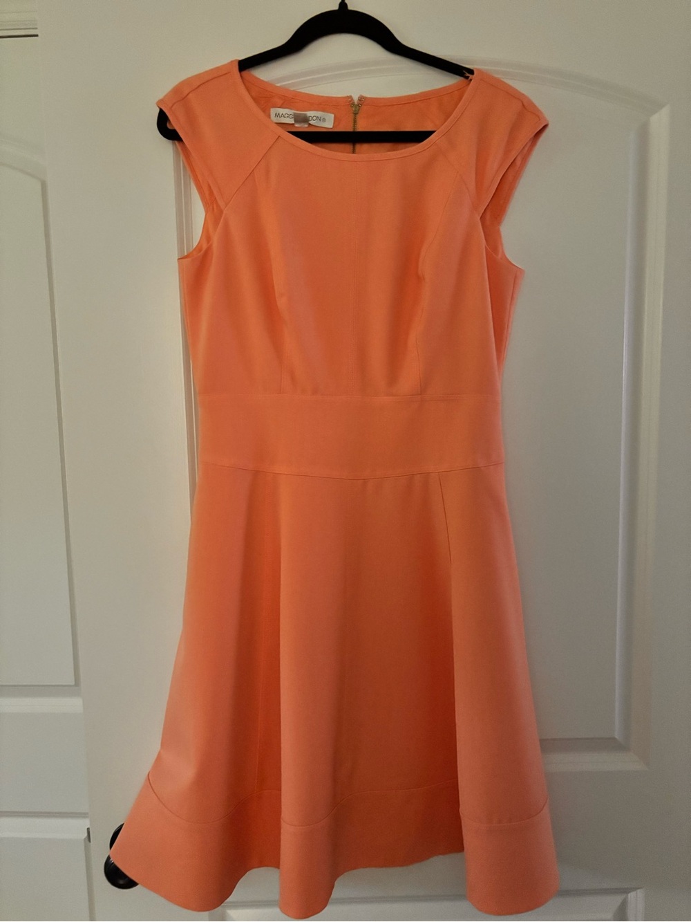 RARELY WORN! Maggy London Peach Cap-Sleeve Fit & Flare Midi Dress